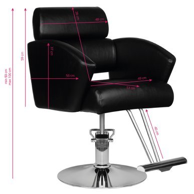 Professionele barberstoel Hair System HS02 zwart voor kapsalon, barbershop en saloninrichting met comfortabel gebruik