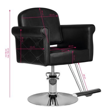 Kappersstoel Hair System HS69 zwart voor professionele kapsalon- en saloninrichting met comfortabel gebruik in de salon