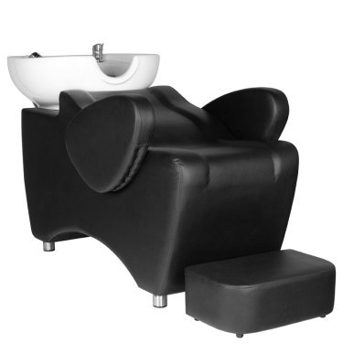 Professionele kapperswasunit Hair System HSB46 zwart voor kapsalon, beautysalon, klantcomfort en verzorgde saloninrichting