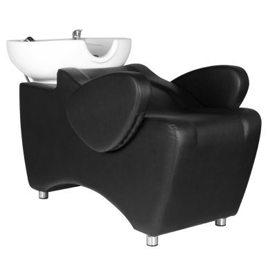Professionele kapperswasunit Hair System HSB46 zwart voor kapsalon, beautysalon, klantcomfort en verzorgde saloninrichting