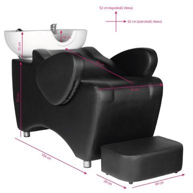 Professionele kapperswasunit Hair System HSB46 zwart voor kapsalon, beautysalon, klantcomfort en verzorgde saloninrichting