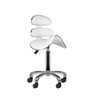 Professionele salonkruk AM-880 in wit voor beautysalon, praktijk, kapsalon en professionele studio met comfortabel gebruik