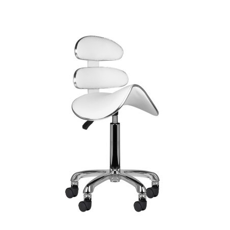 Professionele salonkruk AM-880 in wit voor beautysalon, praktijk, kapsalon en professionele studio met comfortabel gebruik