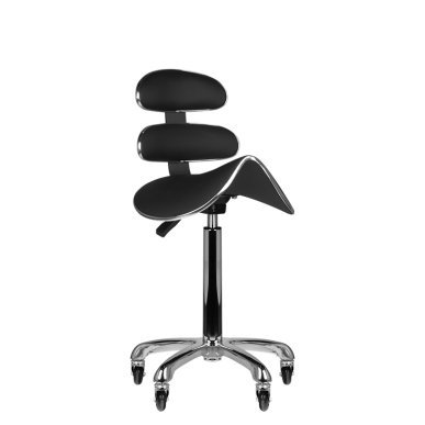 Hoge salonkruk AM-880 in zwart voor beautysalon, kapsalon, praktijk en professionele studio met comfortabele werkhouding