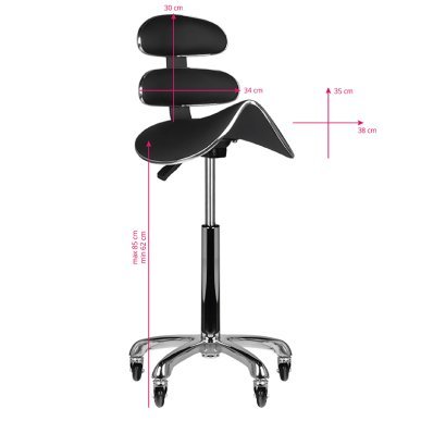 Hoge salonkruk AM-880 in zwart voor beautysalon, kapsalon, praktijk en professionele studio met comfortabele werkhouding