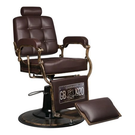 Professionele barberstoel Boss van Gabbiano bruin in retrostijl voor kapsalon en barbershop met hydraulische lift