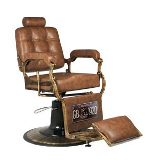 Professionele barberstoel Boss Old Leather Gabbiano lichtbruin met hydraulische lift voor barbershop en kapsalon
