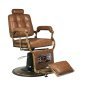 Professionele barberstoel Boss Old Leather Gabbiano lichtbruin met hydraulische lift voor barbershop en kapsalon