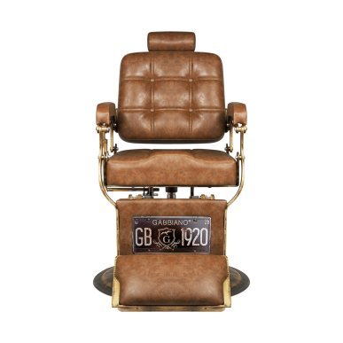 Professionele barberstoel Boss Old Leather Gabbiano lichtbruin met hydraulische lift voor barbershop en kapsalon
