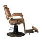 Professionele barberstoel Boss Old Leather Gabbiano lichtbruin met hydraulische lift voor barbershop en kapsalon