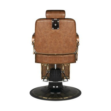 Professionele barberstoel Boss Old Leather Gabbiano lichtbruin met hydraulische lift voor barbershop en kapsalon