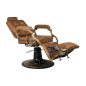 Professionele barberstoel Boss Old Leather Gabbiano lichtbruin met hydraulische lift voor barbershop en kapsalon