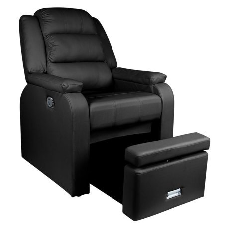 SPA-pedicurestoel Hilton zwart voor professioneel saloncomfort en een verzorgde, functionele pedicurewerkplek in de salon