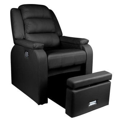 SPA-pedicurestoel Hilton zwart voor professioneel saloncomfort en een verzorgde, functionele pedicurewerkplek in de salon