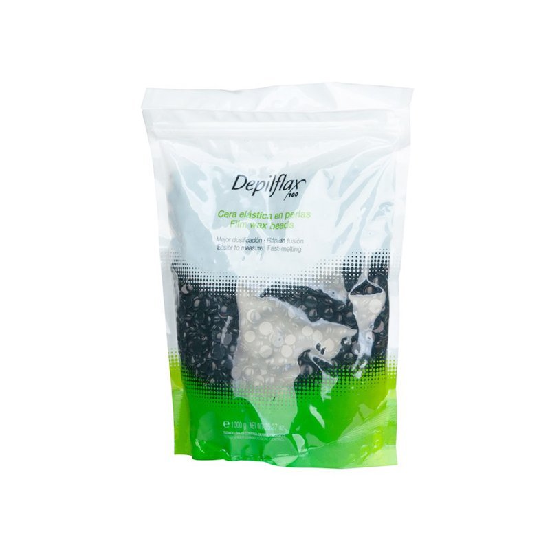 Flexibele ontharingswax Depilflax 100 Pearl Negra zwart met laag smeltpunt voor professionele waxbehandelingen 1000 g Flexibele ontharingswax Depilflax 100 Pearl Negra zwart met laag smeltpunt voor professionele waxbehandelingen 1000 g