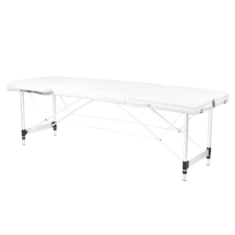 3-section aluminum comfort massage table, white