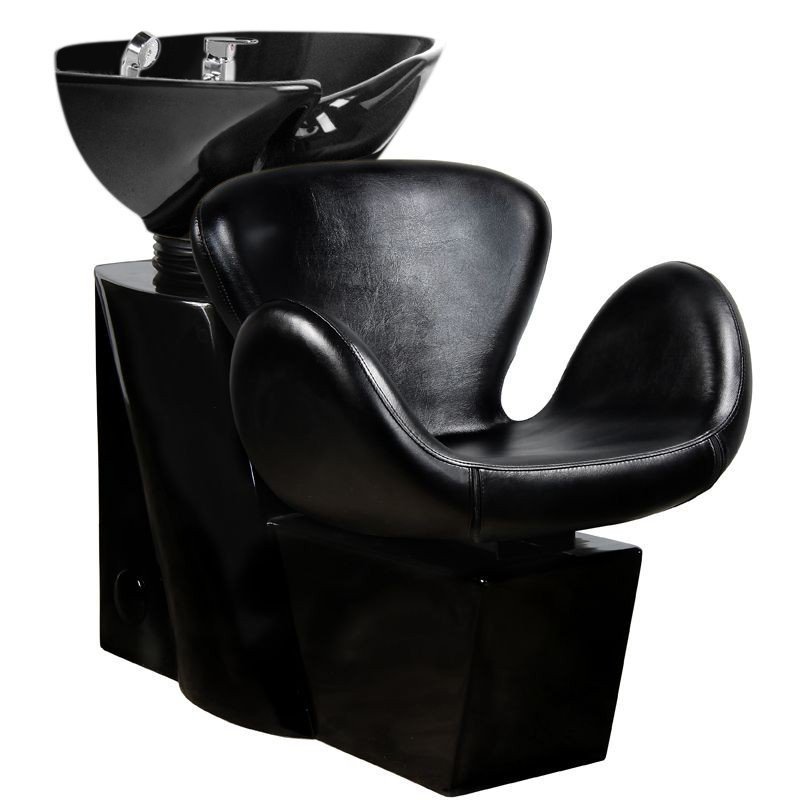 Kapperswasunit met zwarte wasbak Gabbiano Amsterdam voor kapsalon en barbershop, professioneel werkcomfort en klantbediening