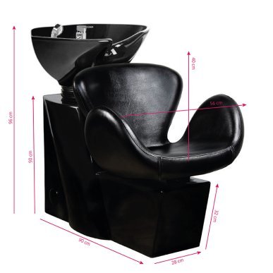 Kapperswasunit met zwarte wasbak Gabbiano Amsterdam voor kapsalon en barbershop, professioneel werkcomfort en klantbediening