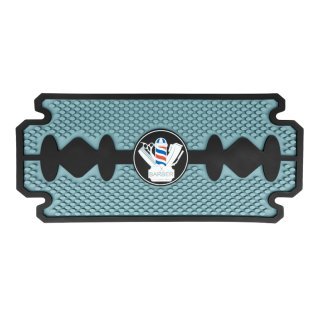 Barbermat met scheermesmotief 44 x 19,5 cm voor kapsalon en barbershop, antislip werkmat voor gereedschap