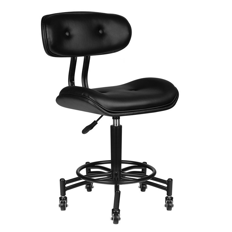 Professionele beautystool Gabbiano Florence zwart, zitting 45 x 35 cm, hoogte 47–64 cm voor comfortabel salonwerk