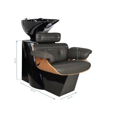 Professionele barber wasunit Gabbiano Florence grijs-zwart voor haarwassen, baardverzorging, barbershop en kapsalon