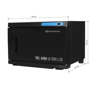 Handdoekwarmer met UV-C-sterilisator zwart 16 L voor professioneel salongebruik en hygiënische textielopslag