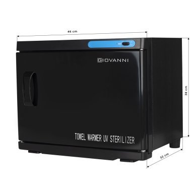 Handdoekwarmer met UV-C-sterilisator, zwart, 23 L voor professionele salons en warme handdoeken bij beautybehandelingen