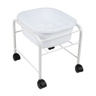 Rechte pedicurebak met witte wielen voor professionele salons en comfortabele pedicurebehandelingen in behandelruimtes