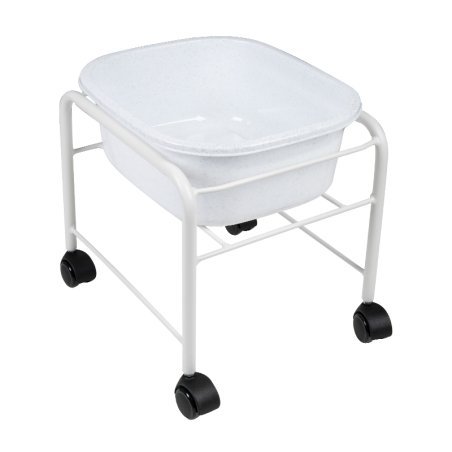 Rechte pedicurebak met witte wielen voor professionele salons en comfortabele pedicurebehandelingen in behandelruimtes