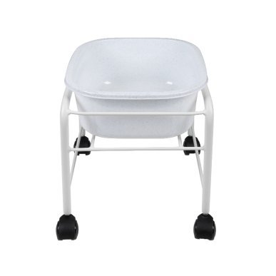 Rechte pedicurebak met witte wielen voor professionele salons en comfortabele pedicurebehandelingen in behandelruimtes