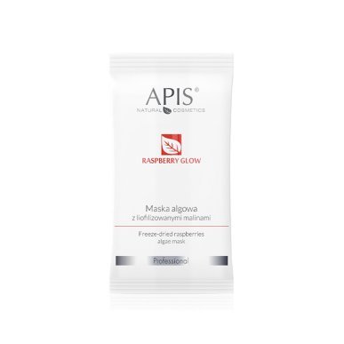 Alginaatmasker Raspberry Glow van Apis met gevriesdroogde frambozen, 20 g voor gezichtsverzorging in de salon