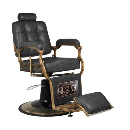 Professionele barbierstoel Gabbiano Boss HD zwart old leather in retrostijl voor kapsalon en barbershopgebruik