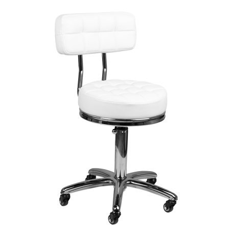 Gestikte beautystool wit AM-877 voor professionele salons en behandelruimtes met comfort en een verzorgde werkplek
