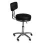 Beautystool AM-877 zwart gestikt voor professionele beautysalons, kapsalons en behandelruimtes voor comfortabel cliëntcontact