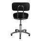 Beautystool AM-877 zwart gestikt voor professionele beautysalons, kapsalons en behandelruimtes voor comfortabel cliëntcontact