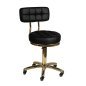 Beautystool zwart met gestikte gouden details, model AM-961 voor professioneel gebruik in schoonheidssalon en behandelruimte
