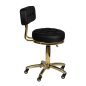 Beautystool zwart met gestikte gouden details, model AM-961 voor professioneel gebruik in schoonheidssalon en behandelruimte