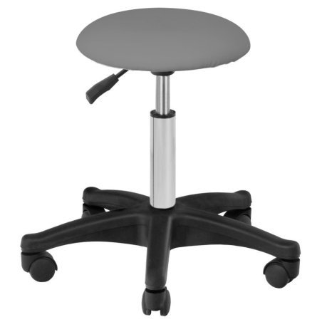 Beautystool AM-312 grijs voor professioneel en comfortabel salonwerk, hoogte 45–65 cm en zitting van 33 cm