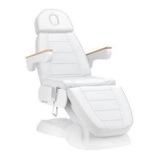 Elektrische behandelstoel Sillon Lux 273B met 3 motoren, wit, voor gezichts- en lichaamsbehandelingen in de salon