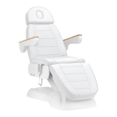 Elektrische behandelstoel Sillon Lux 273B met 3 motoren, wit, voor gezichts- en lichaamsbehandelingen in de salon