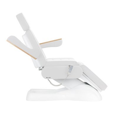 Elektrische behandelstoel Sillon Lux 273B met 3 motoren, wit, voor gezichts- en lichaamsbehandelingen in de salon