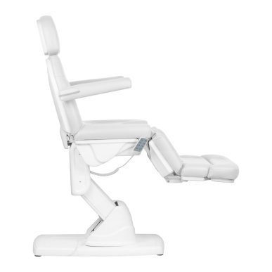Elektrische podologiestoel Kate met 4 actuatoren, witte uitvoering en ligfunctie voor professionele pedicure- en