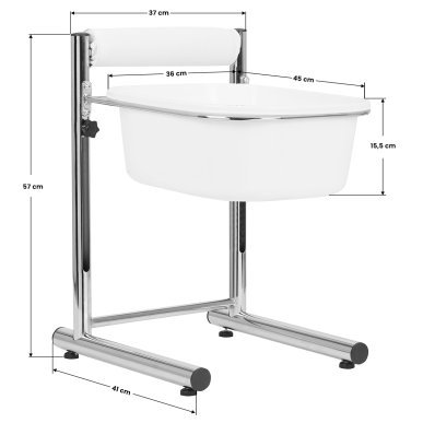 Pedicurebak met hoogteverstelling, chroom, 5 liter voor professionele pedicure in salon en behandelruimte, comfortabel werken