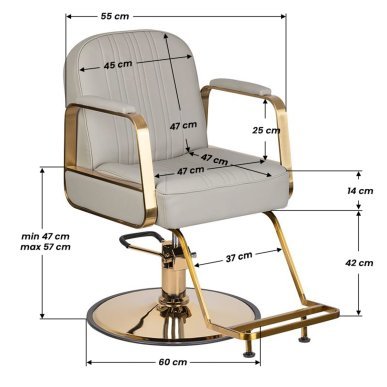 Professionele kappersstoel Gabbiano Acri beige met gouden elementen voor kapsalon, barbershop en professioneel salongebruik