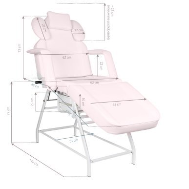 Behandelstoel voor wimperbehandelingen Ivette roze voor beauty- en kapsalons met comfort en stabiele werkplek