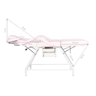 Behandelstoel voor wimperbehandelingen Ivette roze voor beauty- en kapsalons met comfort en stabiele werkplek