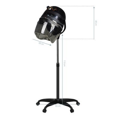 Staande droogkap voor kappers Gabbiano 1600, één snelheid, zwart, 950 W voor professioneel gebruik in de salon