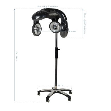 Professionele staande infrazon Gabbiano 938 zwart 1600 W voor kapsalon en barbershop, 70–90°C, 5 verwarmingskoppen