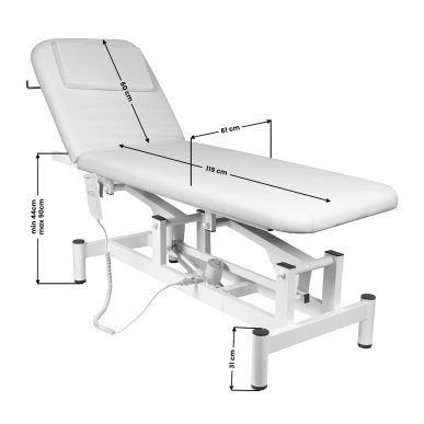Elektrische massagetafel SILLON 079 met 1 motor, wit, voor professionele salons, beautystudio's en behandelruimtes