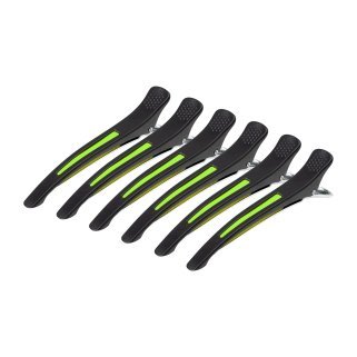 Kappersclips voor haar neon mix E-13, 6 stuks van 11,5 cm voor knippen, kleuren en stylen in salon en barbershop